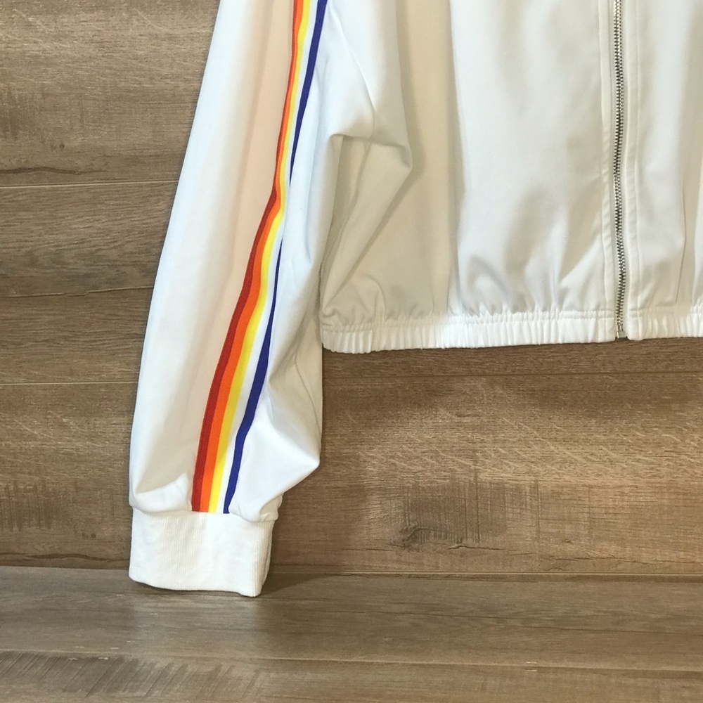 Rainbow Zip Front Crop Jersey Jacket Long Sleeve Pride - Picture 7 of 15